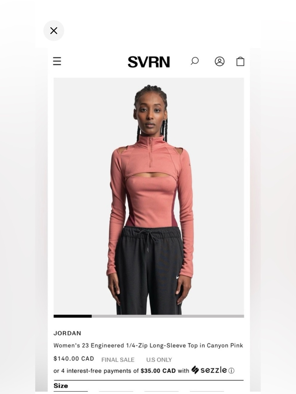 Jordan Canyon Pink 1/4-Zip Long-Sleeve Cutout Top